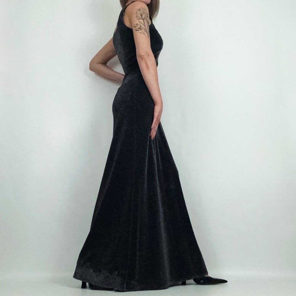 Vintage Shimmer Sleeveless Maxi Dress in Black | Size S - Picture 10 of 13